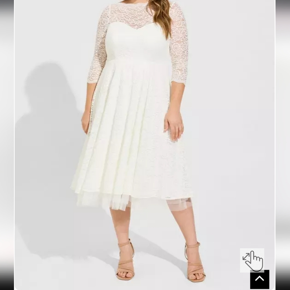 torrid White Lace Fit-and-Flare Midi Dress